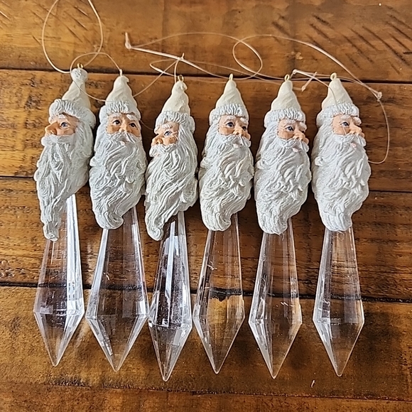 Set of Six Santa Icicle hanging Ornament - Picture 1 of 7